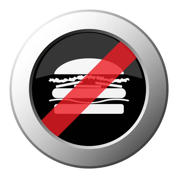 Hambúrguer - banir botão de metal redondo, ícone branco — Vetor de Stock