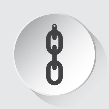 delik ile asılı zincir, beyaz düğme üzerinde gri simge