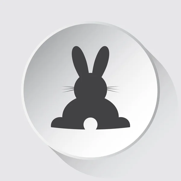 Кролик, вид сзади - простая серая иконка, белая кнопка — стоковый вектор