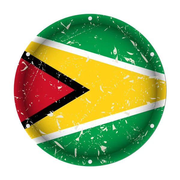 Guyane - drapeau rayé en métal rond, trous de vis — Image vectorielle