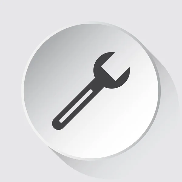 Гаечный ключ, простой серый значок на белой кнопке — стоковый вектор