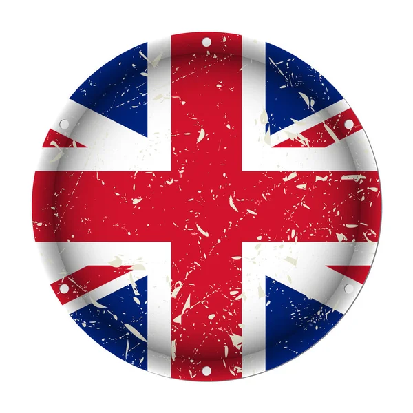 Flagge des Vereinigten Königreichs auf dem runden Metall zerkratzt lizenzfreie Stockillustrationen