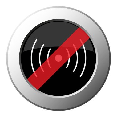 sound or vibration symbol - ban round metal button clipart