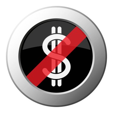 dolar para sembolü, yasak yuvarlak metal düğmesi