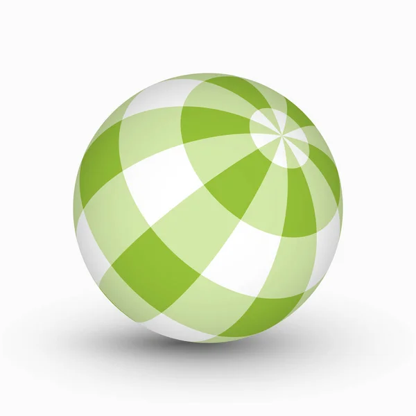 Bola de tartan verde e branco com sombra — Vetor de Stock