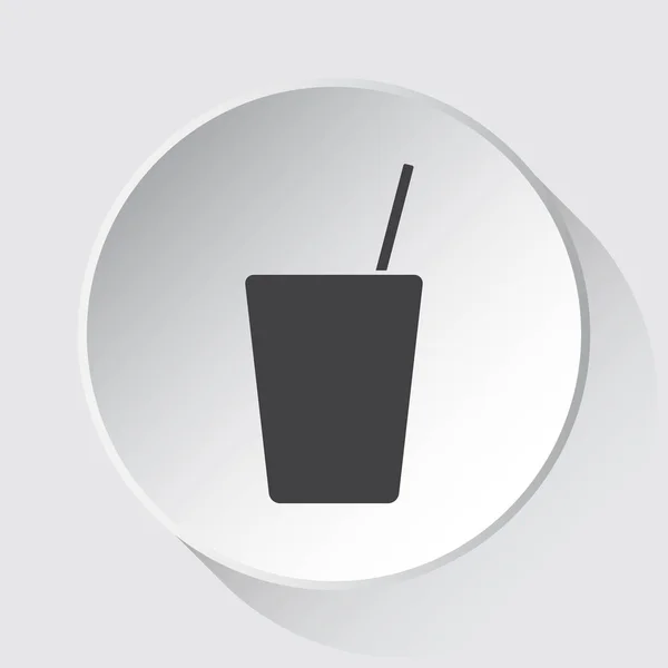 Bevanda con paglia, semplice icona grigia su bottone bianco — Vettoriale Stock