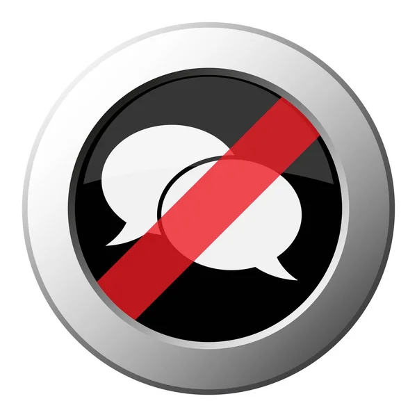 Duas bolhas de fala - proibir botão de metal redondo — Vetor de Stock