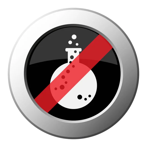 Flacon de laboratoire, bulles - bouton métallique rond interdit — Image vectorielle