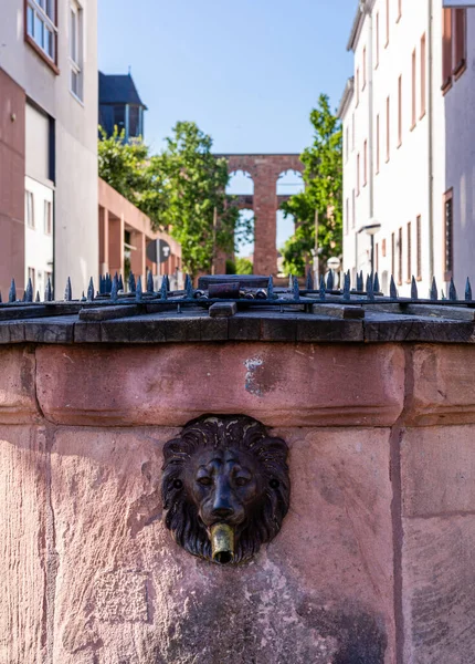 ドイツの旧市街 ヘッセの都市 ドイツの歴史的建造物 金属警備だ 鋭いスパイクだ ドイツの観光スポット — ストック写真