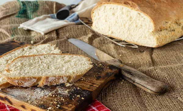 Yapımı Ekmek Yapımı Hamur Işleri Buğday Unundan Yapılmış Lezzetli Sağlıklı — Stok fotoğraf