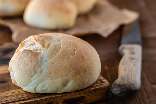 Hausgemachte Weizenbrötchen Frisches Brot Hausgemachtes Gebäck Gemeinsam Kochen Und Backen Stockbild