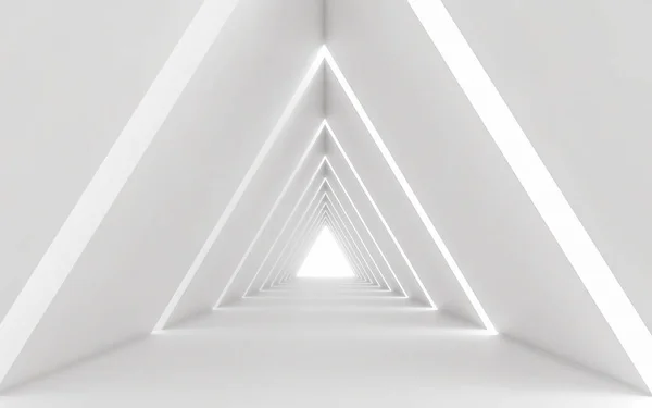 Abstrakt Vit Triangel Korridor Rendering — Stockfoto