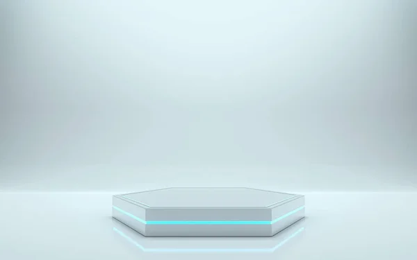 Pedestal Futurista Para Exibição Plataforma Design Pódio Branco Para Produto — Fotografia de Stock