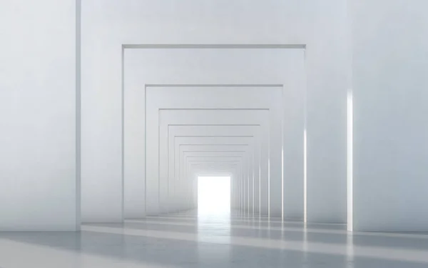 Abstrato Iluminado Branco Vazio Corredor Design Interiores Renderização — Fotografia de Stock