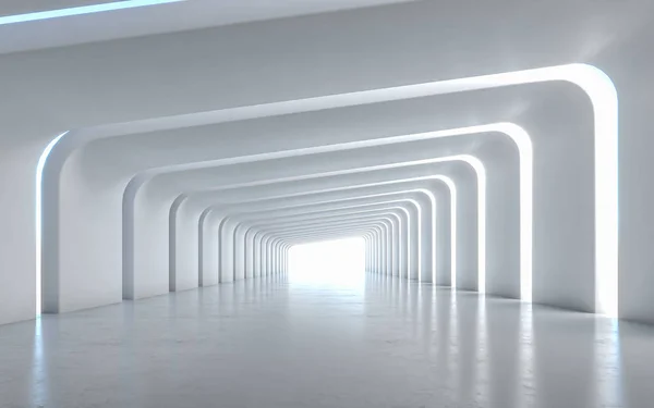 照明付きの廊下インテリアデザイン 3Dレンダリング — ストック写真