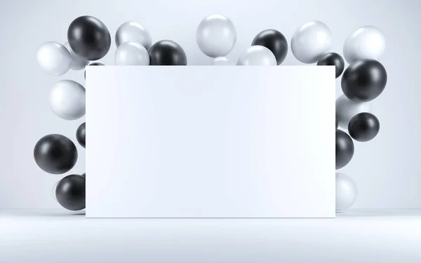 Black White Balloon White Interior White Board Render — Stock Photo, Image