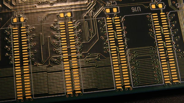 Close up of Electronic Circuits in Technology on Mainboard, system board or mobo. Computer motherboard, electronic components on circuits board, printed electronic board PCB