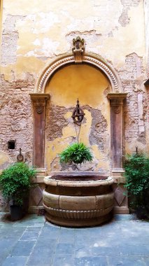 Sonbahar içinde Siena, Italya 'da rustik bir kuyu Dreamy sahne