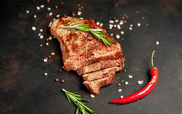 Bife Pronto Para Comer Raças Carne Preta Angus Nova York — Fotografia de Stock