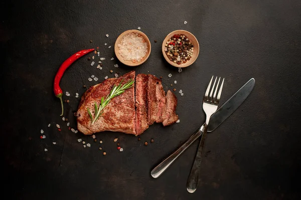 Bife Pronto Para Comer Raças Carne Preta Angus Nova York — Fotografia de Stock