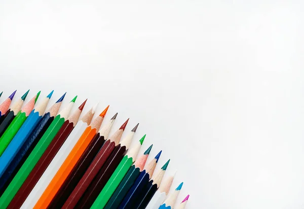 Pile Crayons Colorés Isolés Sur Fond Blanc — Photo