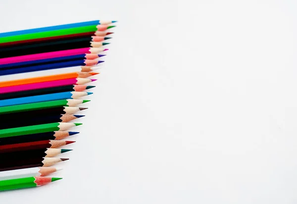 Pile Crayons Colorés Isolés Sur Fond Blanc — Photo