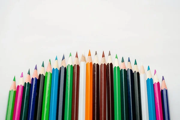 Pile Crayons Colorés Isolés Sur Fond Blanc — Photo