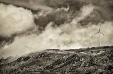 Feu sur la montagne en monochrome