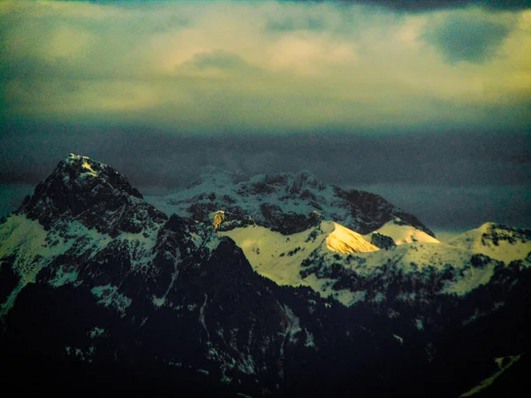 Alpes Bergen Solnedgången — Stockfoto