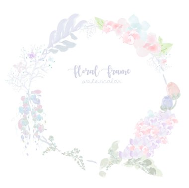 Suluboya tarzında Vintage Floral tebrik kartı çiçekler çerçeve. 