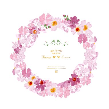 Suluboya tarzında Vintage Floral tebrik kartı çiçekler çerçeve. 