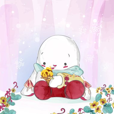 Doodle Bunny çiçek boyama suluboya.