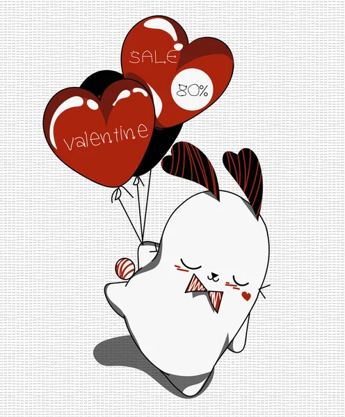 Vintage doodle catoon San Valentino  ; — Vettoriale Stock