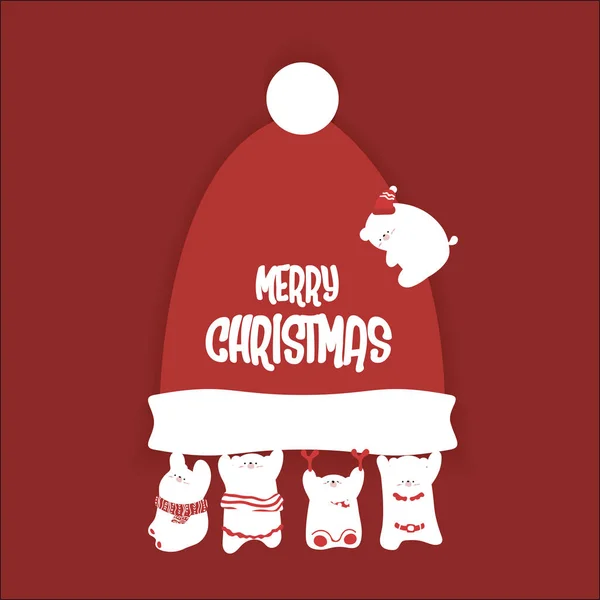 Döntetlen aranyos kis medve karácsonynapra. — Stock Vector