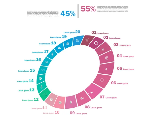 Conjunto de diagramas de flujo del ciclo económico, gráfico circular para documentos, representante — Archivo Imágenes Vectoriales