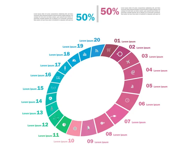 Conjunto de diagramas de flujo del ciclo económico, gráfico circular para documentos, representante — Archivo Imágenes Vectoriales