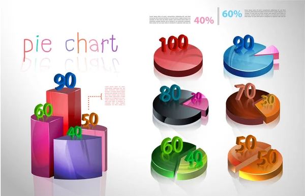 Conjunto de diagramas de flujo del ciclo económico, gráfico circular para documentos, representante — Vector de stock