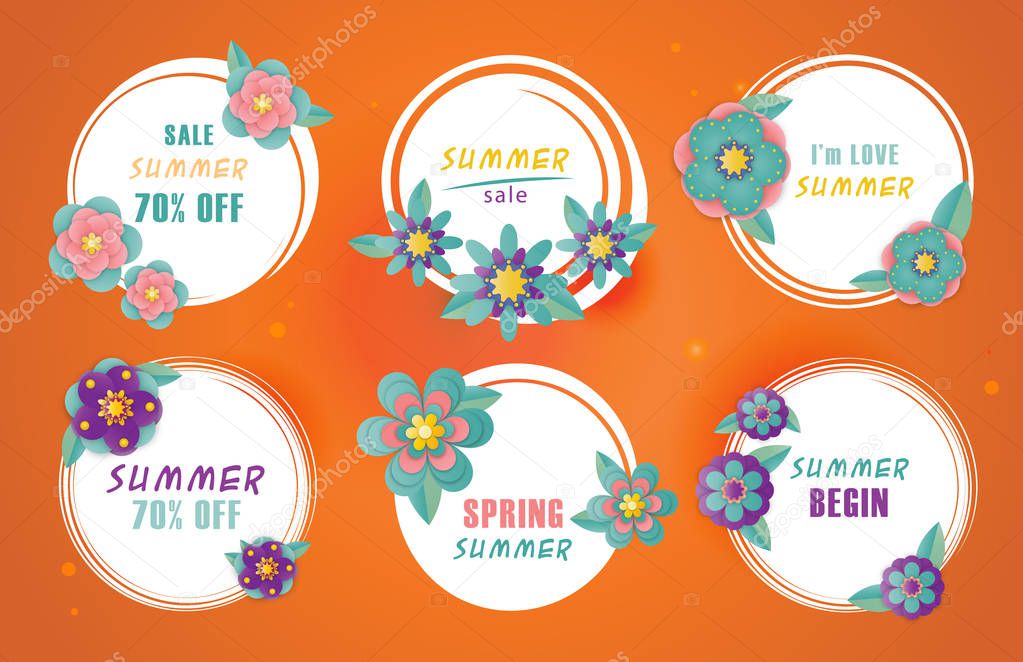 summer flower logo paper craft style.