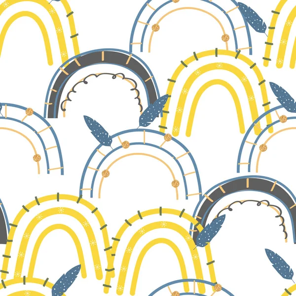 Disegni Arcobaleno Dorato Disegnato Mano Semplice Costume Fantasia Gesti Divertente — Vettoriale Stock