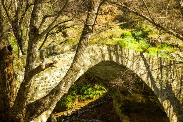 A bridge of the river, old stone bridge where people stop for picnic\'s and hike in the woodlands