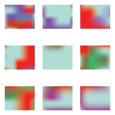 Çeşitli kombinasyonlardan parlak bulanık grafikler.