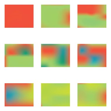 Çeşitli kombinasyonlardan parlak bulanık grafikler.