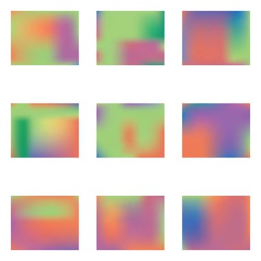 Çeşitli kombinasyonlardan parlak bulanık grafikler.