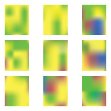 Çeşitli kombinasyonlardan parlak bulanık grafikler.