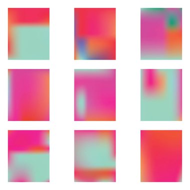 Çeşitli kombinasyonlardan parlak bulanık grafikler.