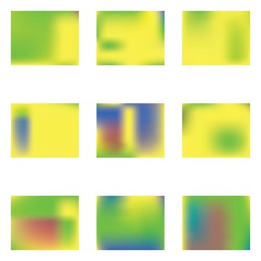 Çeşitli kombinasyonlardan parlak bulanık grafikler.