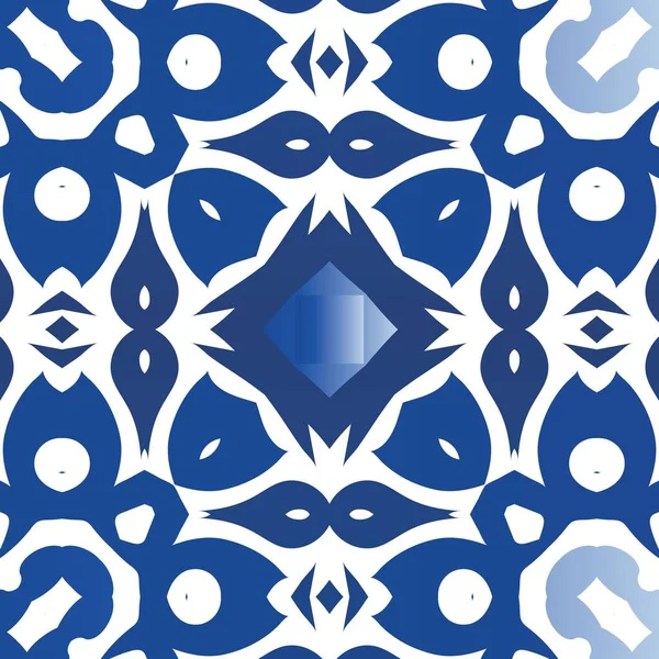 Azulejo Portugués Ornamental Cerámica Diseño Universal Marco Patrón Sin Costura — Vector de stock