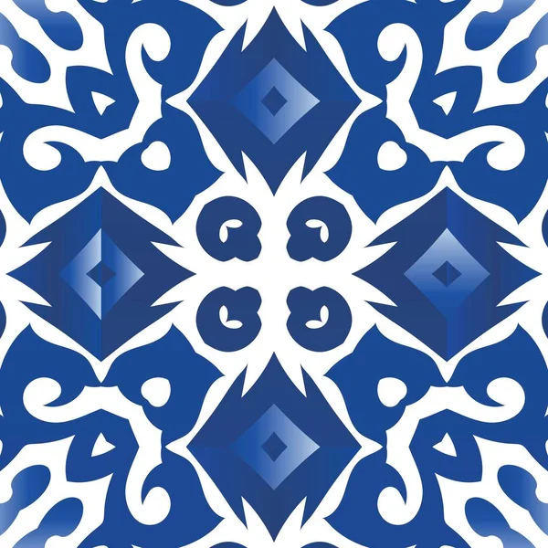 Antiek Portugees Azulejo Keramiek Vector Naadloos Patroon Concept Gekleurd Ontwerp — Stockvector