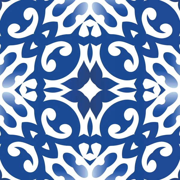 Portugese Sierlijke Azulejo Keramiek Universeel Ontwerp Vector Naadloos Patroon Concept — Stockvector