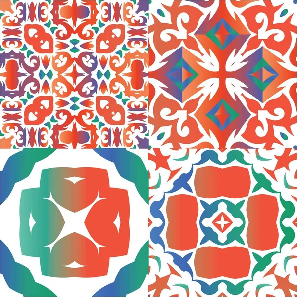 Mexikanische Ziertalavera Keramik Eine Reihe Von Vektor Mustern Küchendesign Rote — Stockvektor
